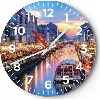 Hodiny Kuchyňské nástěnné hodiny 30x30 Město Moderní skleněné hodiny do obýváku Tiché