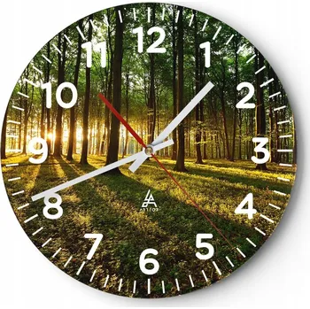 Hodiny Nástěnné hodiny do obýváku 40x40 Krajina Kulatý Skleněné hodiny Loft Tiché