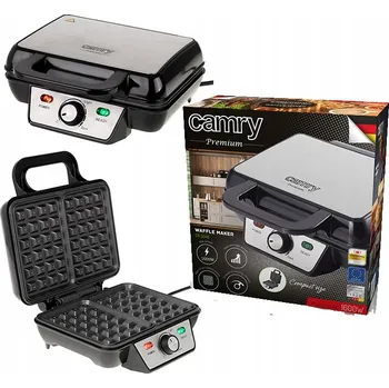 Vaflovač Camry Vaflovač Vaflovač XXL 2 Gofry Kompaktowa Regulacja 1600 W, černá