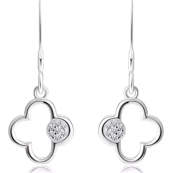 Náušnice Náušnice ze stříbra 925 - obrys květu, list s čirými zirkony, afro háček