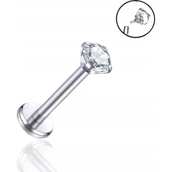 Piercing PIERCING Helix Titanový Labret s kubickou zirkonií 1,2/8/3