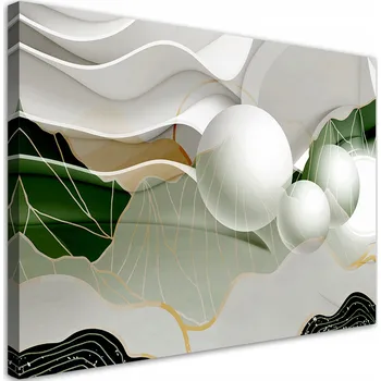 Obraz Obraz na plátně, Zelená abstrakce s 3D koulemi 1