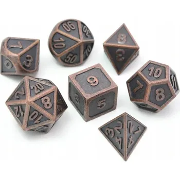 Příslušenství k deskovým hrám MĚDĚNÉ KOSTI KRČMÁŘE - KOVOVÁ SADA 7 KOSTEK RPG