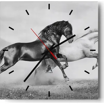 Hodiny Velké nástěnné hodiny 40x40 cm Zvířata Skleněné tiché hodiny