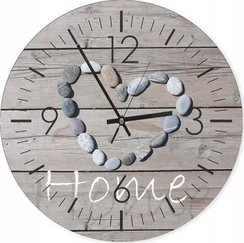 Obraz Obraz s hodinami srdce z kamenů 60x60 s nápis home