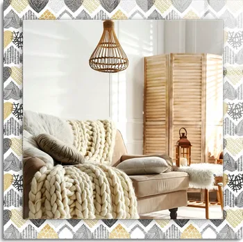 Zrcadlo Zrcadlo s potiskem do koupelny, ložnice, obývacího pokoje, Barevná Srdíčka , 60x60 cm