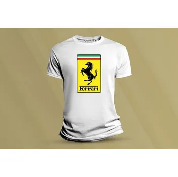 Chlapecké tričko Dětské bavlněné tričko Ferrari. Bílá velikost L