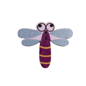 Knoflík Knoflík dřevěný vážka vínová II