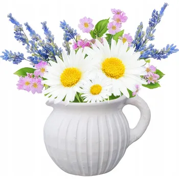 Váza VÁZA DŽBÁN HLÍNĚNÝ BÍLÝ 12cm na květiny, kytice, trávu, skandinávský styl