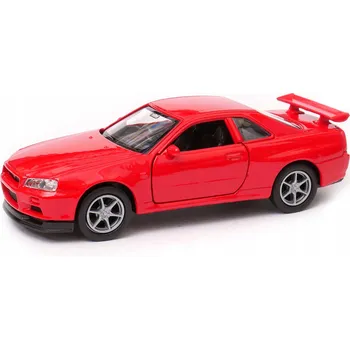 autíčko Nissan Skyline GT-R (R34) 1:34 WELLY červený (červená)