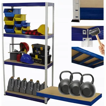 Dílenský regál Kovový regál skladový garážový stojan HELIOS 180x90x30cm 4 police x 350kg PL