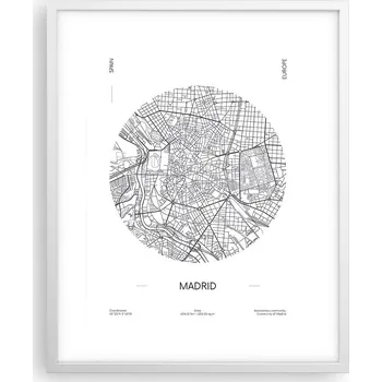 Obraz Obraz plakát na zeď v bílém rámu 40x50 mapa foto plakáty do obýváku