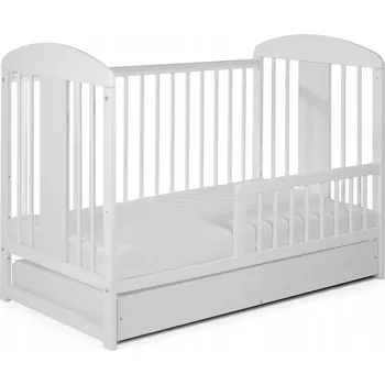 Dětská postýlka Dřevěná dětská postýlka se zásuvkou a zábranou 120x60 Tomi 23 | Bílá