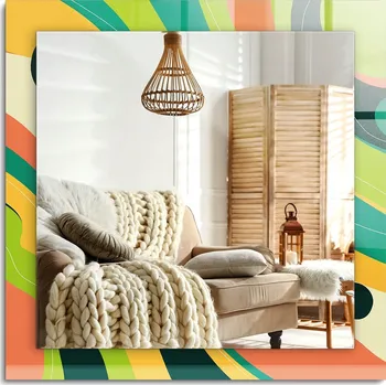 Zrcadlo Nástěnné Zrcadlo s ozdobným rámem, Abstraktní barevné, 60x60 cm