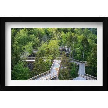 Obraz Nástěnný obraz v černém rámu s grafikou Stezka v Krynici Zdroji 30x20 cm