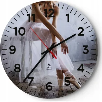 Hodiny Nástěnné hodiny do obýváku 40x40 Baletka Kulatý Skleněné hodiny Loft Tiché