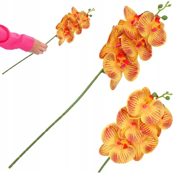 umělá květina Umělé květy na hřbitov, hrob, balkon do vázy, jako živé orchidej, 57 cm, oranžová