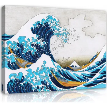 Obraz OBRAZ VELKÁ VLNA V KANAGAWA NA PLÁTNĚ NA ZEĎ DO LOŽNICE OBÝVACÍHO POKOJE 120x80