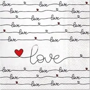 Papírový ubrousek Ubrousky LOVE Valentýn LÁSKA nápis romantika x20