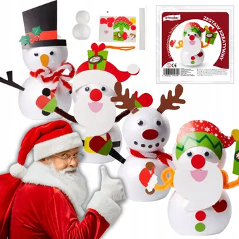 kreativní sada Vánoční KREATIVNÍ SADA 4 Polystyrenové Sněhuláci Dárek Mikuláš Děti