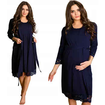 Dámský župan DÁMSKÝ TĚHOTENSKÝ ŽUPAN BAVLNĚNÝ ŽUPAN KRAJKOVÝ XXL