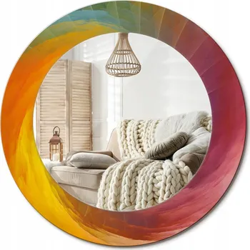 Zrcadlo Kulaté moderní zrcadlo na stěnu s potiskem, průměr 50 cm, Paleta barev