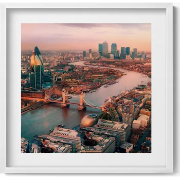 Obraz Nástěnný obraz v bílém rámu, dekorace interiéru Londýn z ptačí perspektivy 50x50 cm