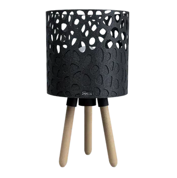Lampička Sike_cz Stolní Lampa Wooden Graphite šedá / dřevo