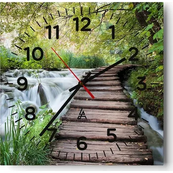 Hodiny Kuchyňské nástěnné hodiny 30x30 Krajina Skleněné hodiny do obýváku Moderní Tiché