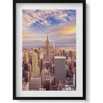 Obraz Dekorace obraz v černém rámu na zeď Západ slunce New York 50x70 cm
