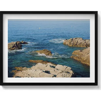 Obraz Dekorativní nástěnný obraz v rámu s grafikou loft Pobřeží Costa Brava 80x60 cm