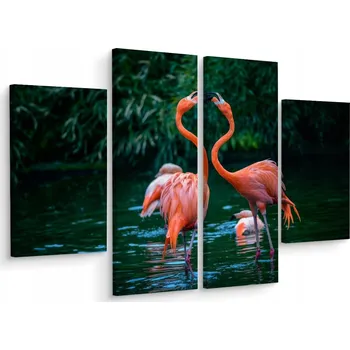 Obraz Čtyřdílný obraz PLAMEŇÁCI nad Vodou Příroda 80x60