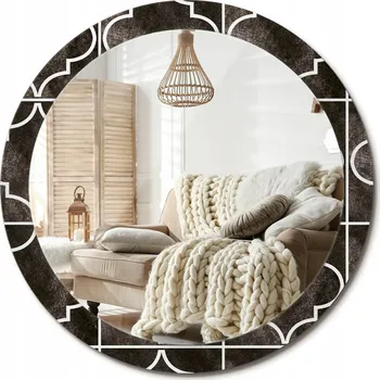 Zrcadlo Stylové kulaté zrcadlo na zeď s potiskem na skle, Antický vzor, průměr 90 cm