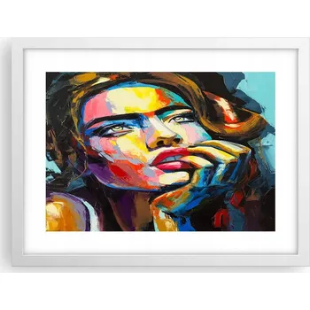 Obraz Obraz plakát v bílém rámu do obýváku 40x30 žena foto plakáty na zeď