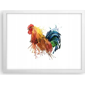Obraz Obraz plakát v bílém rámu do obýváku 40x30 kohout foto plakáty na zeď