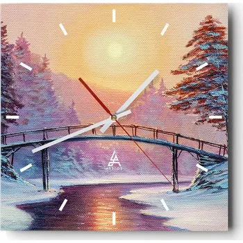 Hodiny Velké nástěnné hodiny 40x40 Krajina Skleněné hodiny Tiché