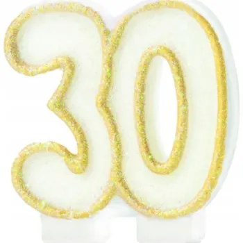 Dortová svíčka Zlatá narozeninová svíčka 30 na číslice na dort