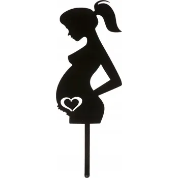 Party dekorace Dekorace "Topper - Těhotná žena", černá, Dekora, 10 cm
