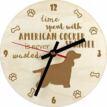 Hodiny Americký kokršpaněl - hodiny se psem, dřevěné hodiny, nástěnné hodiny