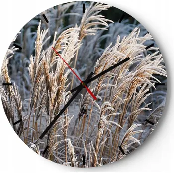 Hodiny Velké nástěnné hodiny na zeď 40x40 Trávy Umění Skleněné hodiny Tiché