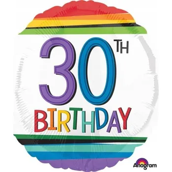 Balónek Fóliový balónek duhový 30. narozeniny 43 cm třicítka