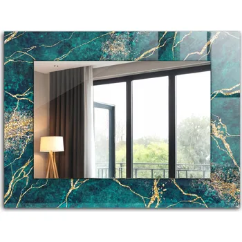 Zrcadlo Zrcadlo s potiskem do koupelny, ložnice, obývacího pokoje Zelený mramor XXL 80x60 cm