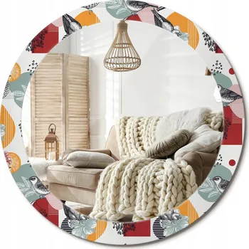 Zrcadlo Stylové kulaté zrcadlo na zeď s potiskem, motiv vintage, průměr 80 cm