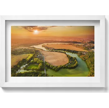 Obraz Nástěnný obraz v bílém rámu s grafikou Českého údolí Plzeň Litice 30x20 cm