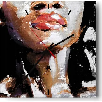 Hodiny Velké nástěnné hodiny na zeď 40x40 Žena Skleněné hodiny Čtvercové Tiché