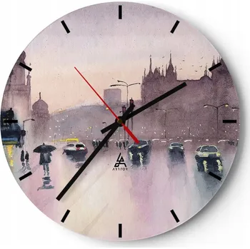 Hodiny Nástěnné hodiny do kuchyně 30x30 Město Skleněné hodiny do obýváku Loft Tiché