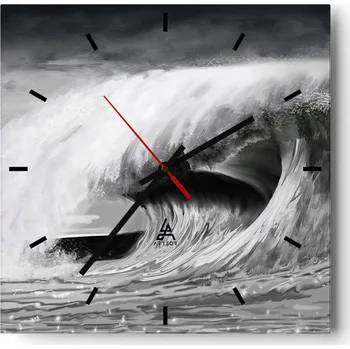 Hodiny Velké nástěnné hodiny na zeď 40x40 Moře Skleněné hodiny Čtvercové Tiché