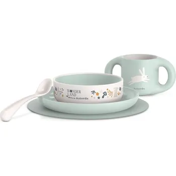 dudlíky SUAVINEX | Jídelní set WONDERLAND +6 m - ZELENÝ