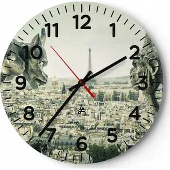 Hodiny Kuchyňské nástěnné hodiny 30x30 Město Moderní skleněné hodiny do obýváku Tiché