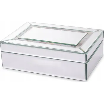 Šperkovnice SKLENĚNÁ ŠPERKOVNICE NA ŠPERKY KAZETA GLAMOUR STŘÍBRNÁ